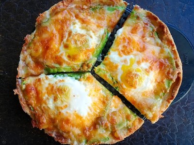 avocado and egg pizza toast