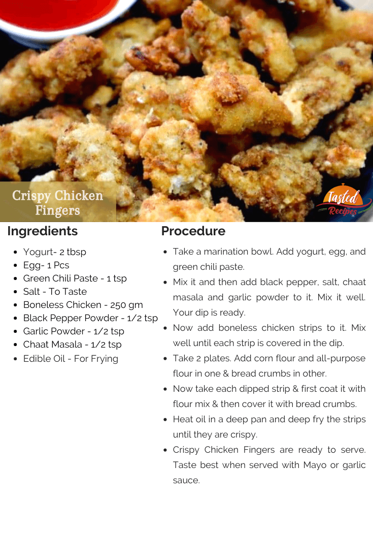 Crispy Chicken Fingers Recipe Card