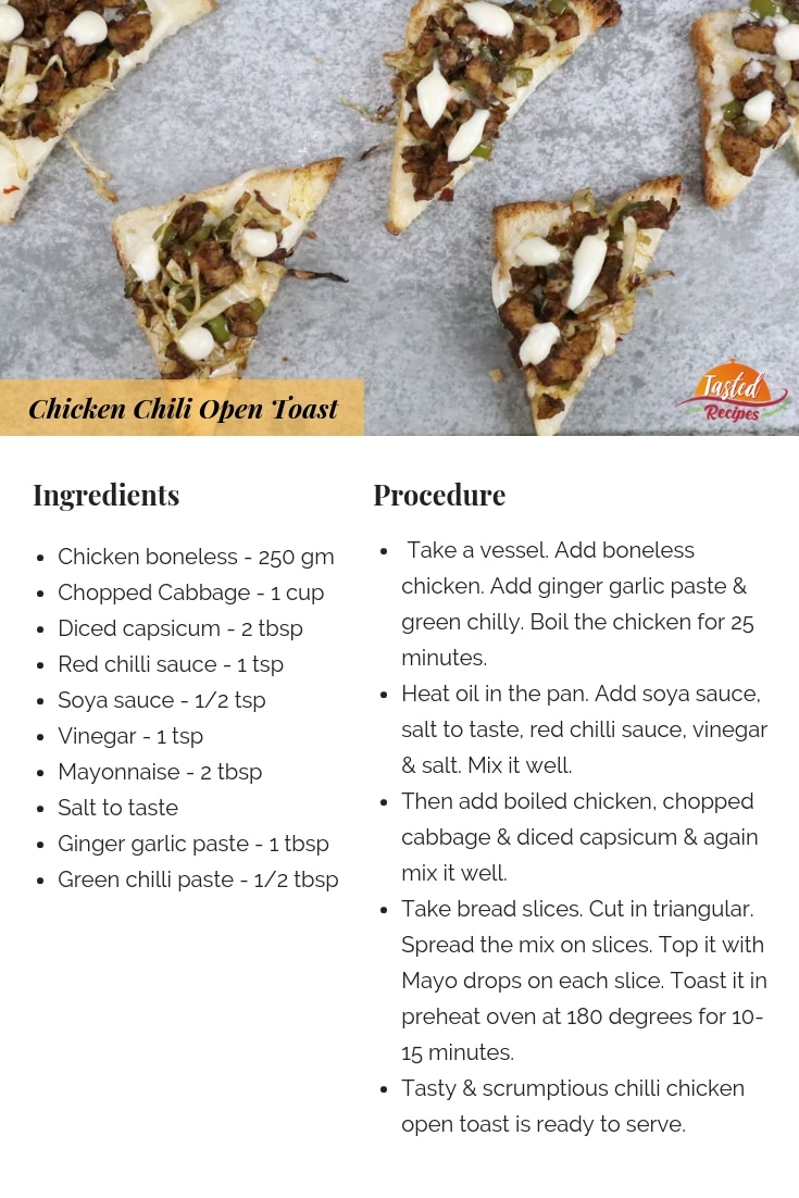 Chilli Chicken Open Toast - Tasted Recipes