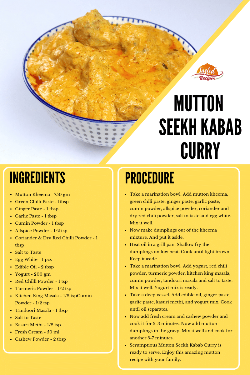 mutton seekh kabab curry recipe card