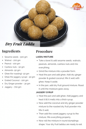 Dry Fruit Laddu Recipe | ड्राई फ्रूट लड्डू - Tasted Recipes