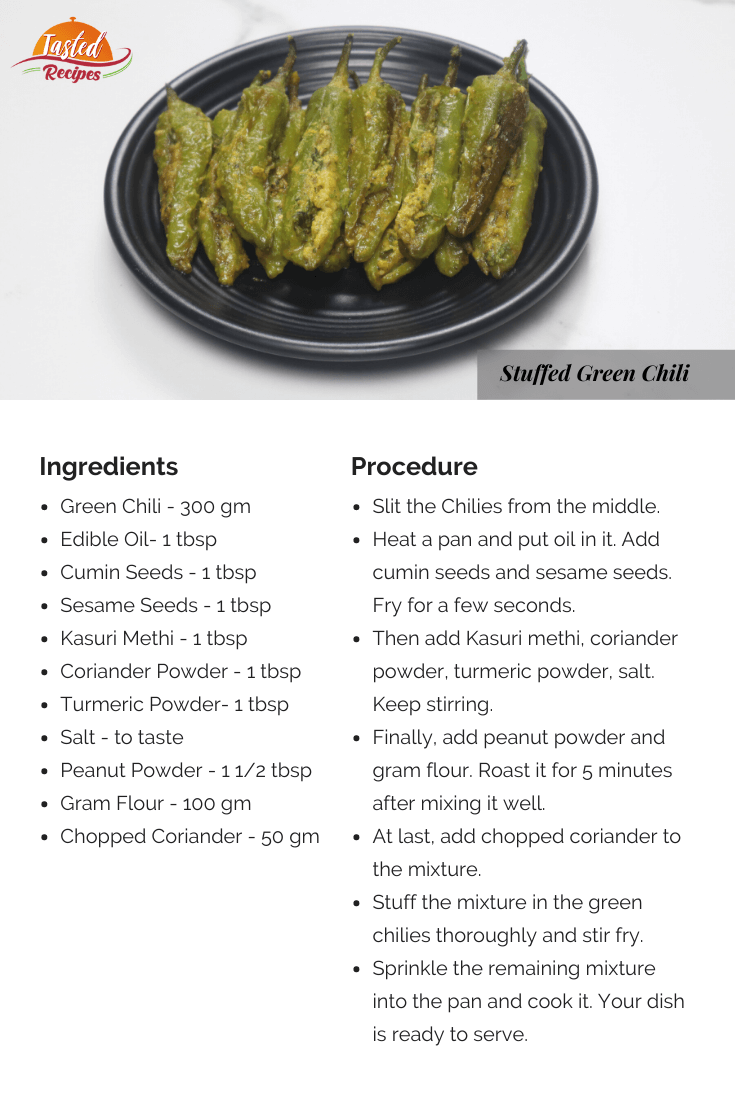 Stuffed Green Chili Recipe Card