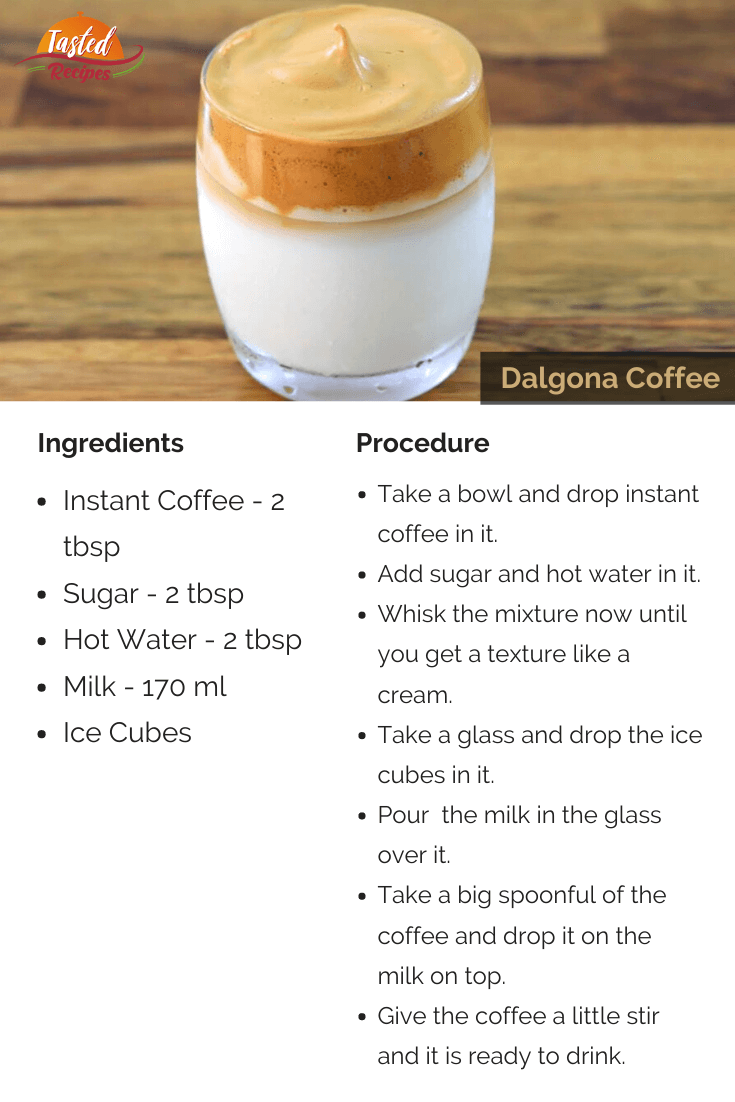 Dalgona Coffee Recipe Card