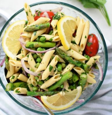 lemon asparagus pasta salad