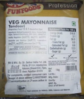 funfoods dr oetker tandoori veg mayonnaise