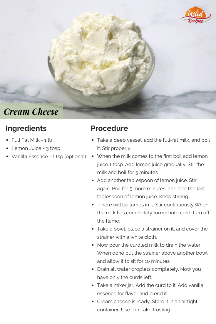 cream cheese recipe card