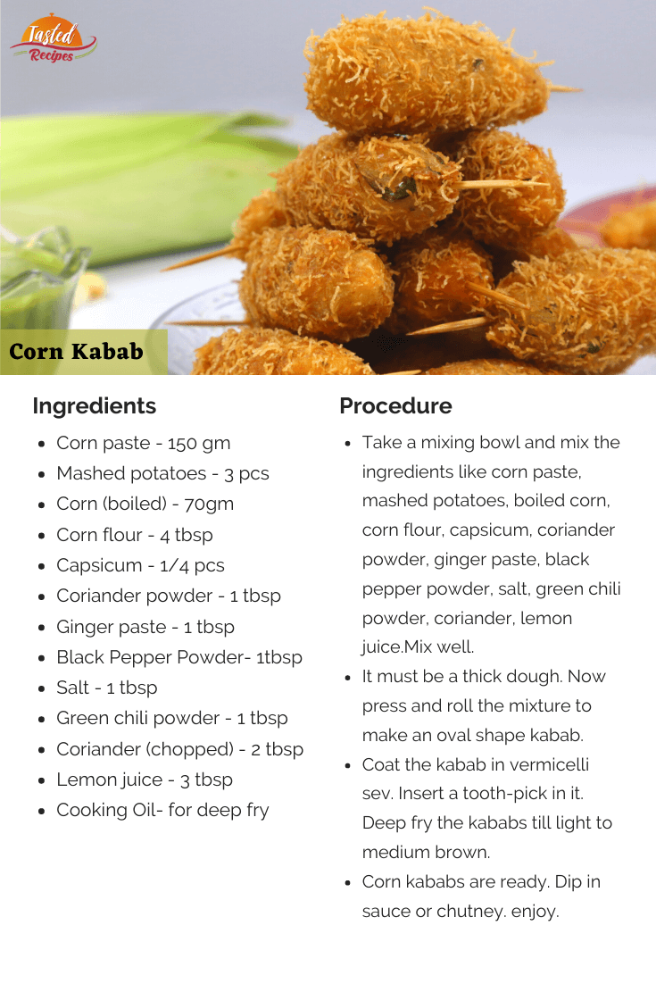corn kabab recipe card
