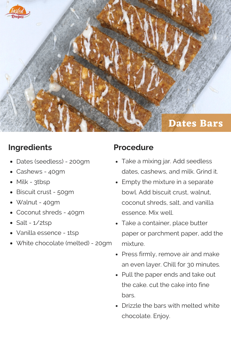 dates bars recipe card