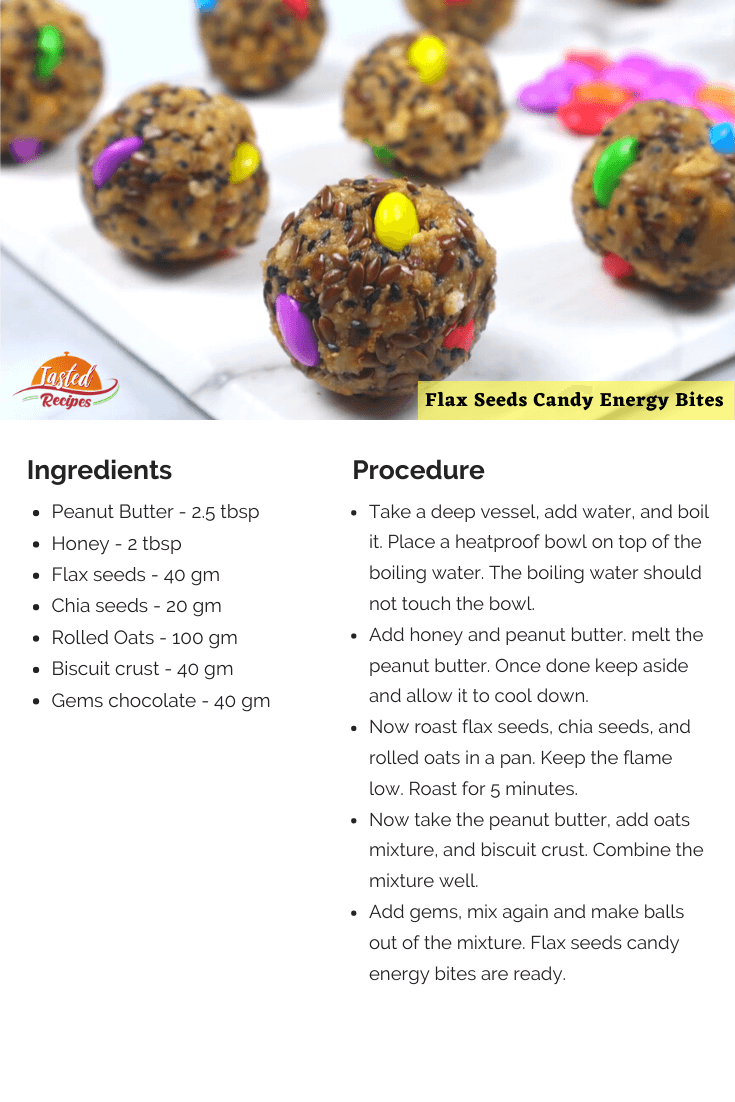 flax seeds candy energy bites recipe card