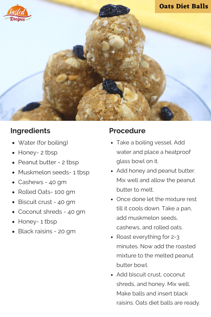 healthy oats diet balls recipe card