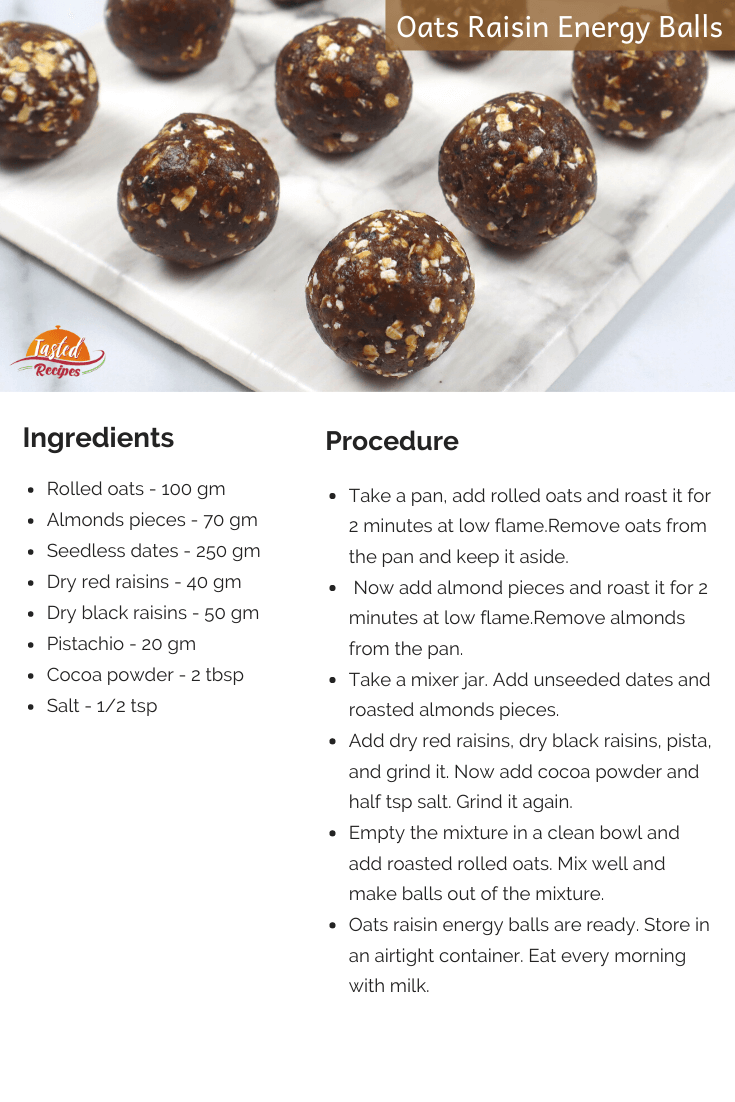 oats raisins energy balls recipe card