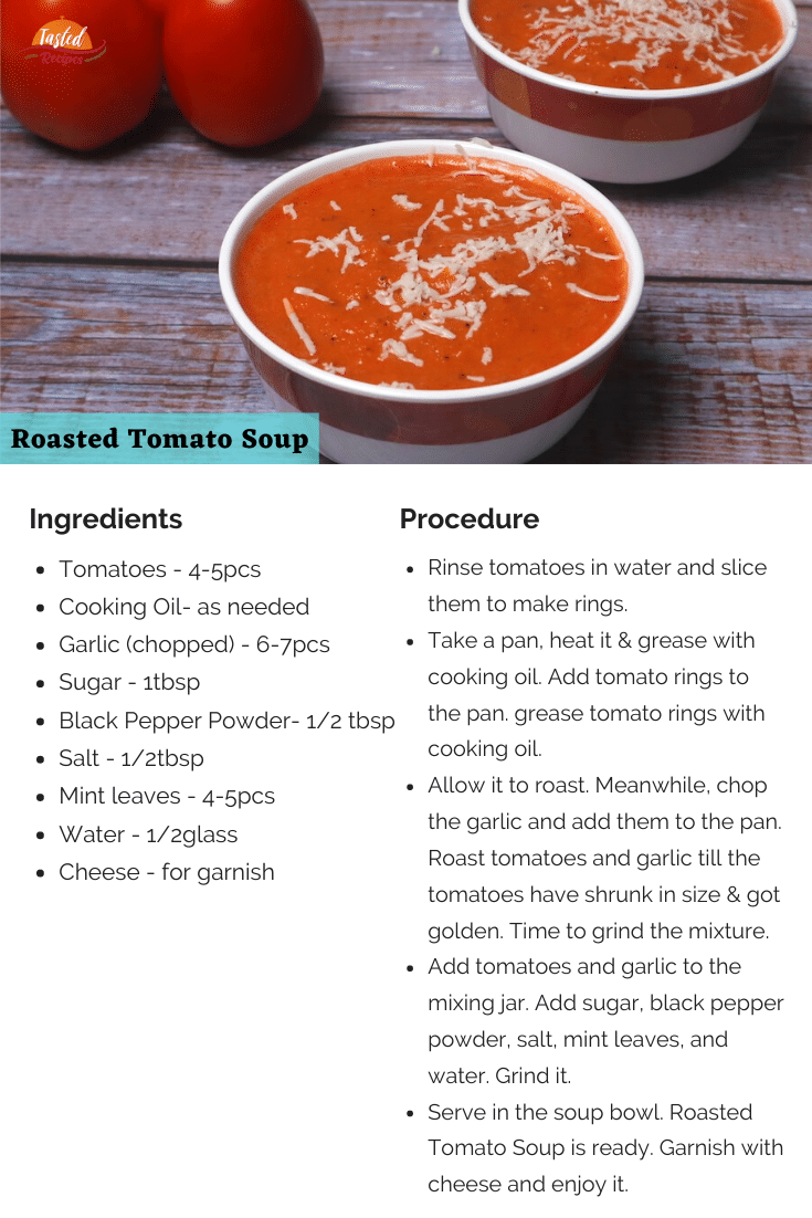 roasted tomato soup recipe card