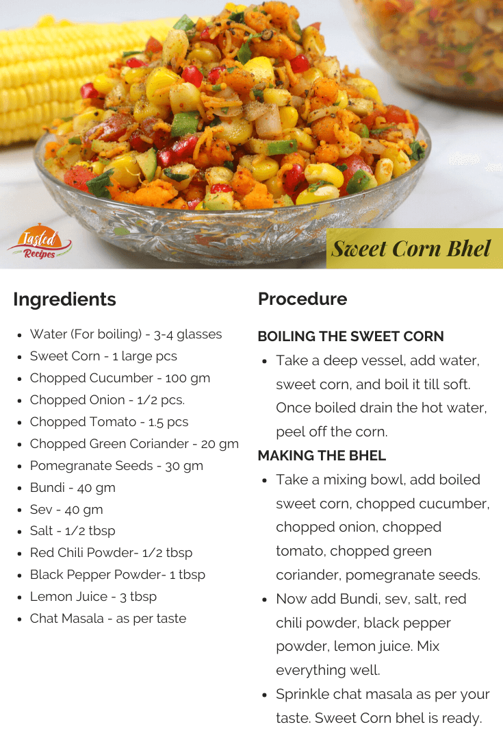 sweet corn bhel recipe card