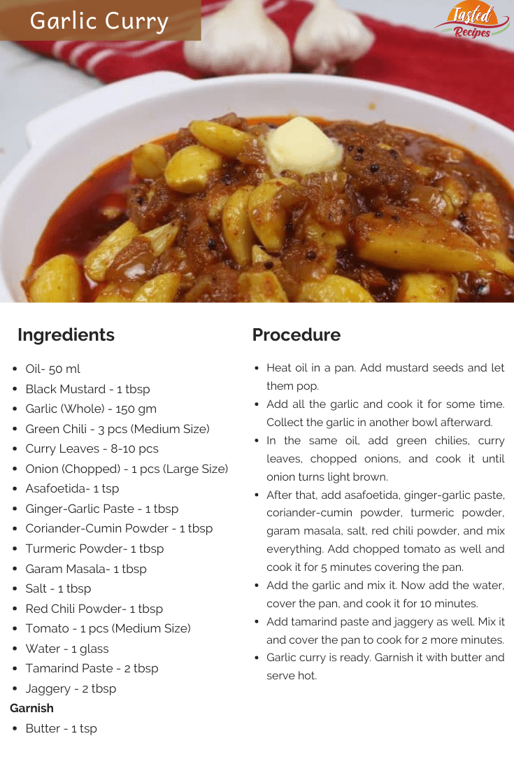 Garlic Curry Recipe Card