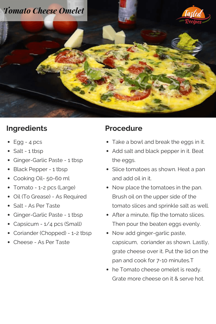 Tomato Cheese Omelet Recipe Card