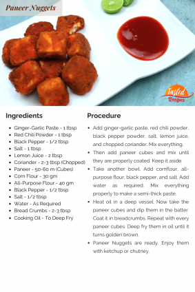 Paneer Nuggets | Cottage Cheese Nuggets - Tasted Recipes