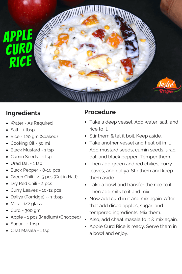 Apple Curd Rice Recipe Card