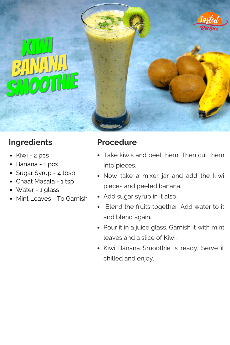 Kiwi Banana Smoothie Recipe Card