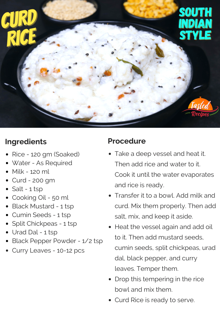 South Indian Style Curd Rice Recipe Card