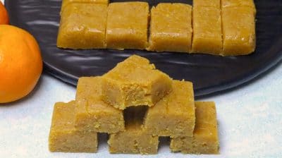 orange besan burfi