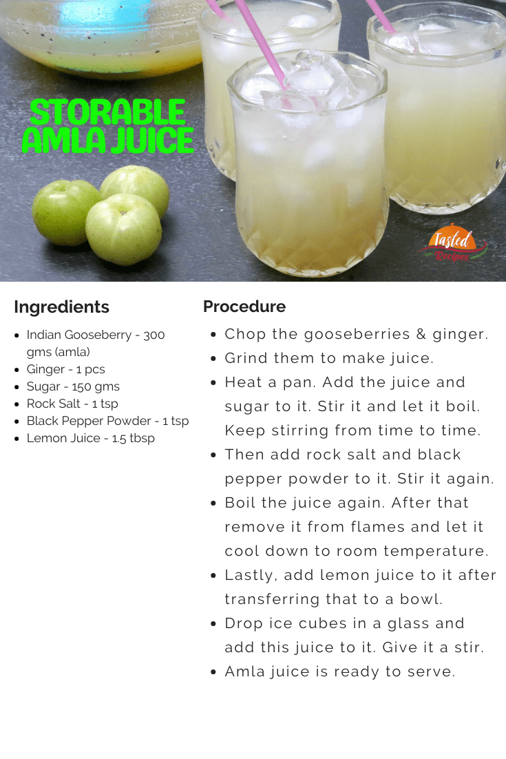 Storable Amla Juice Recipe for Weight Loss & Immunity - Tasted Recipes