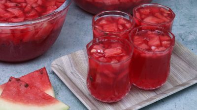 watermelon juice with rose syrup