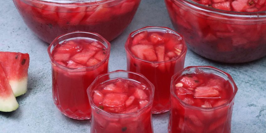 watermelon juice with rose syrup