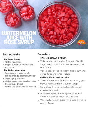 Watermelon Juice with Rose Syrup - Tasted Recipes