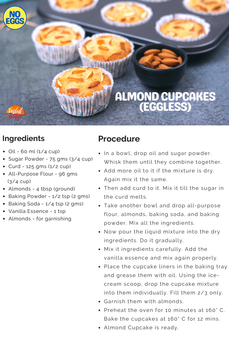 Almond Cupcakes Recipe Card