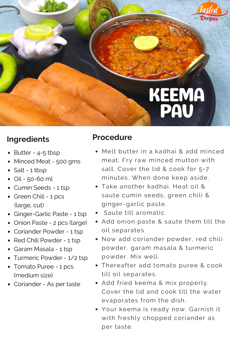 Keema Pav Recipe Card