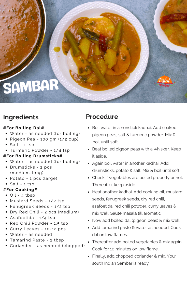 Sambar Recipe Card
