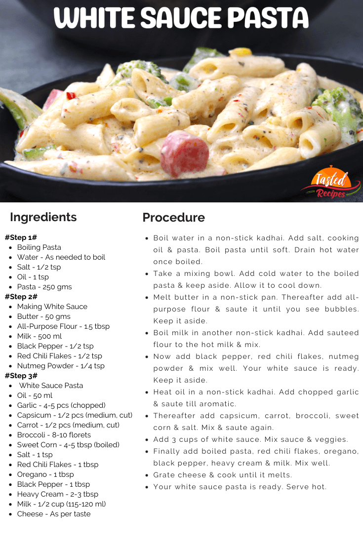 White Sauce Pasta Recipe Card