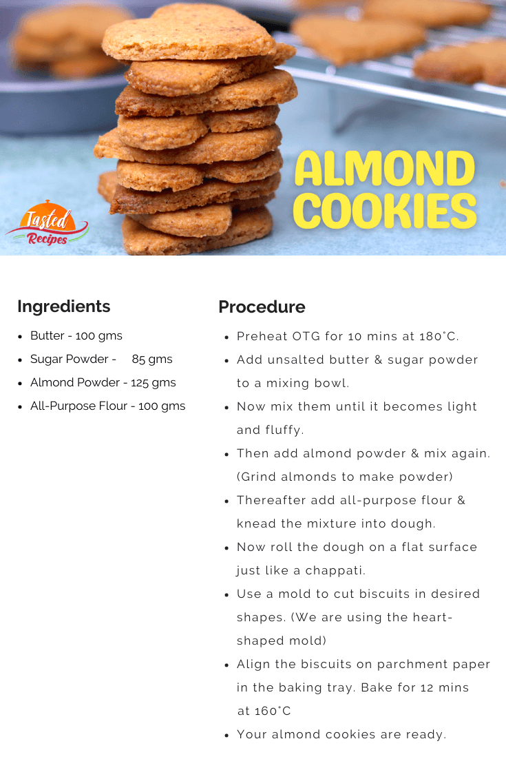 Almond Cookies Recipe Card
