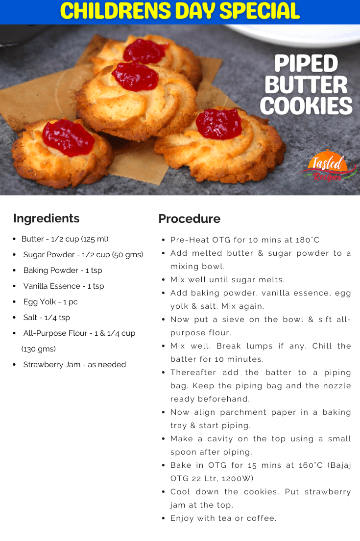 Piped Butter Cookies Recipe Card