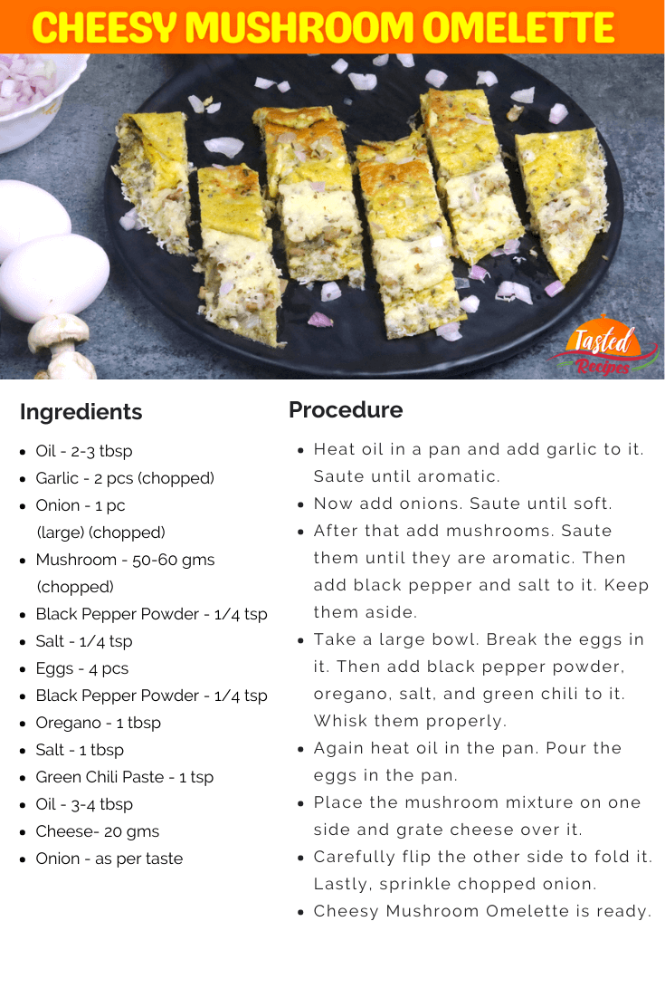Cheesy Mushroom Omelette Recipe Card