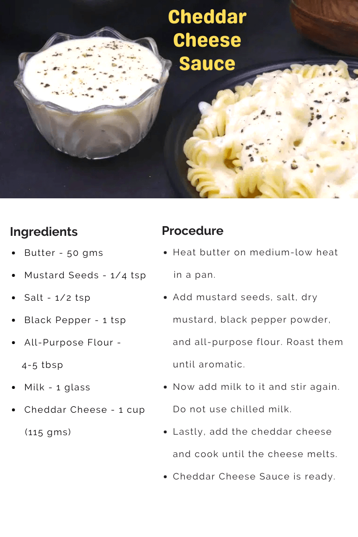 Cheddar Cheese Sauce Recipe Card