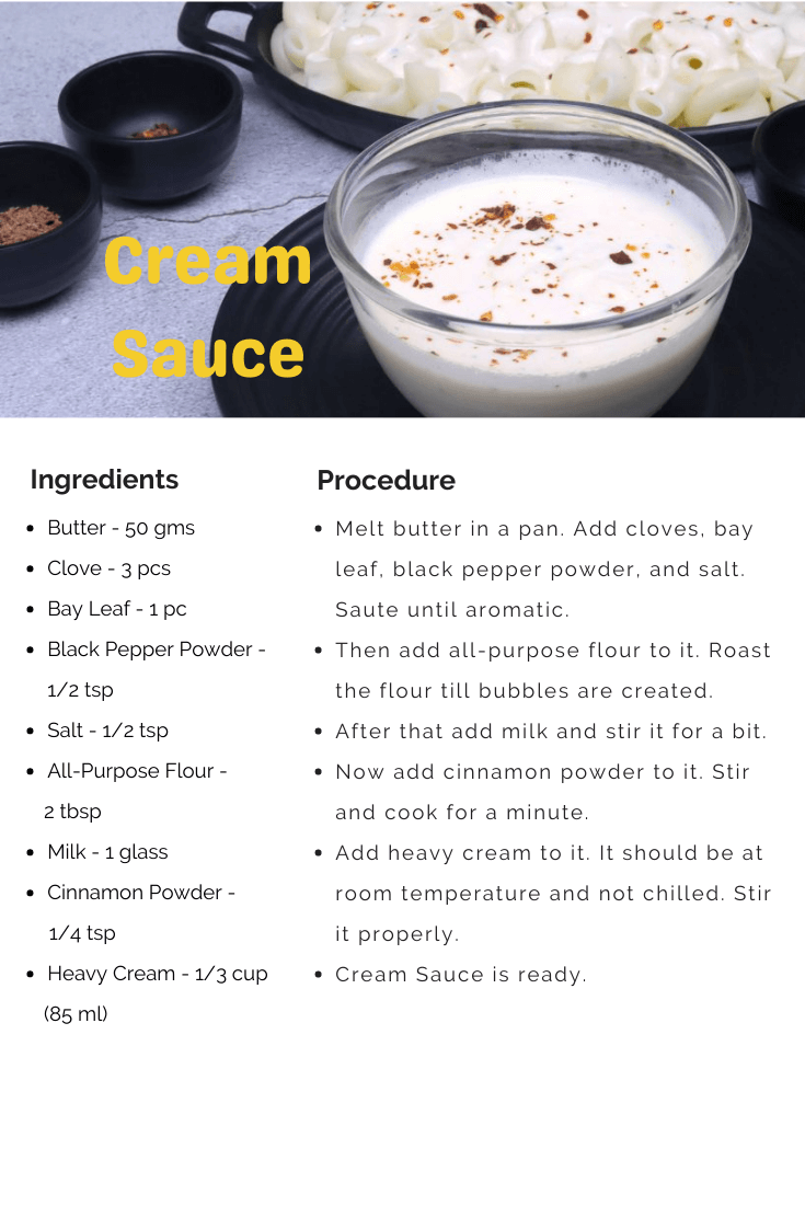 Cream Sauce Recipe Card