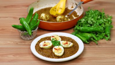 Hyderabadi Green Egg Curry