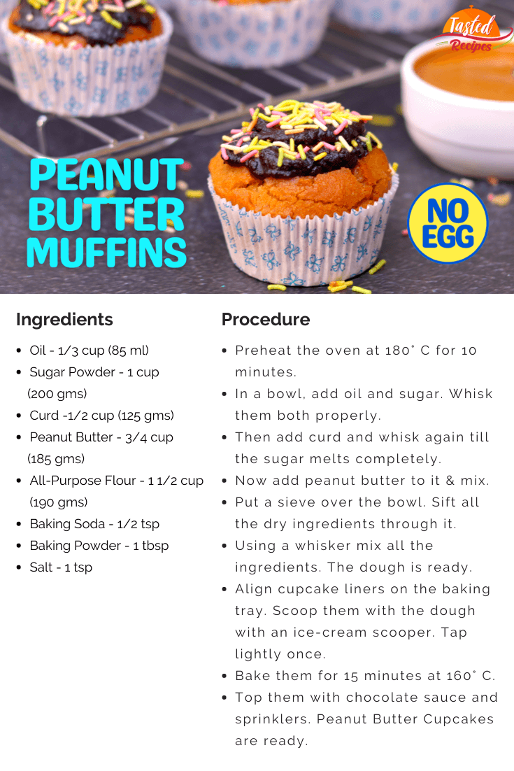 Peanut-Butter Muffins Recipe Card