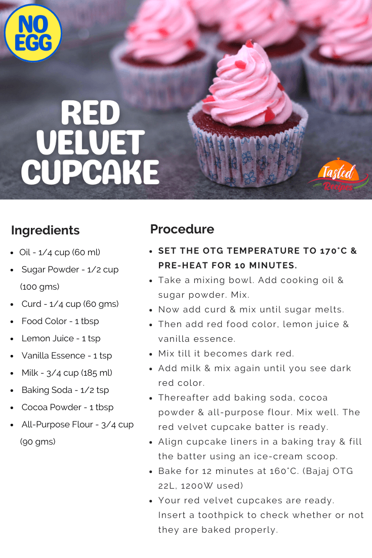 Red Velvet Cupcake Recipe Card