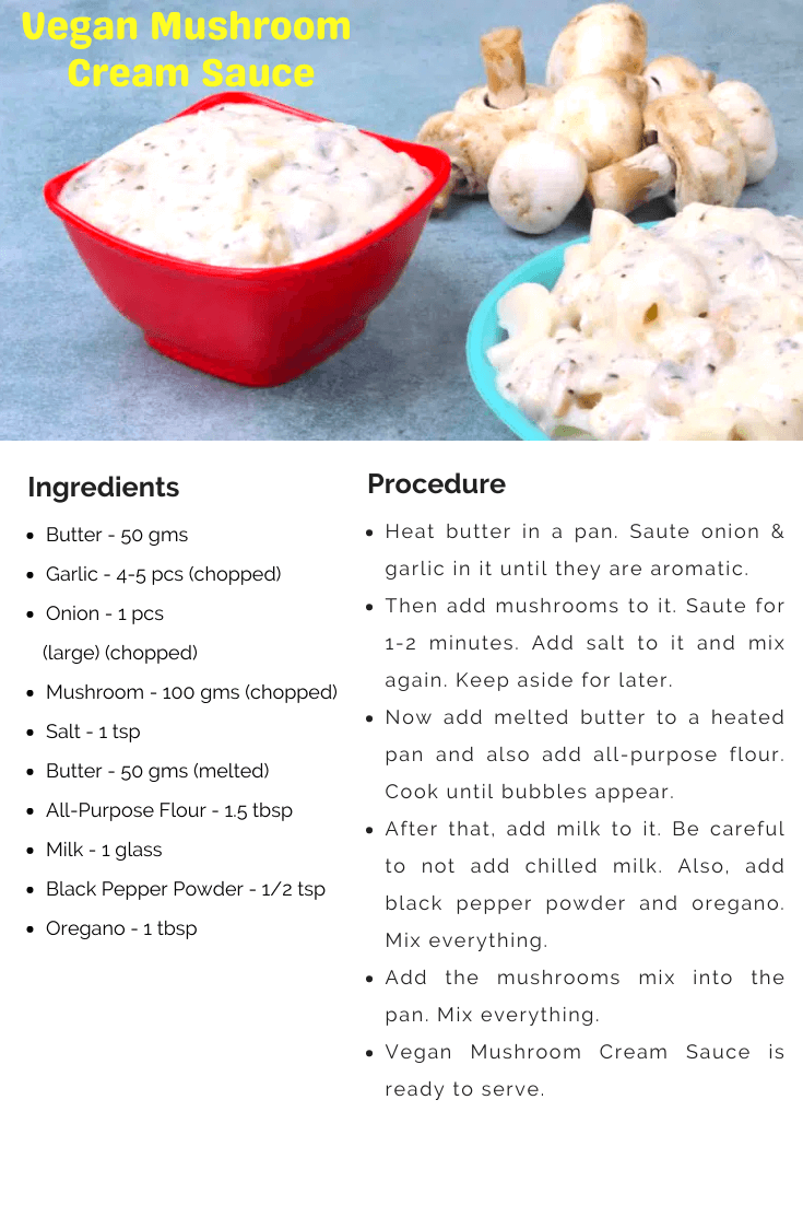 Vegan Mushroom Cream Sauce Cookies Recipe Card