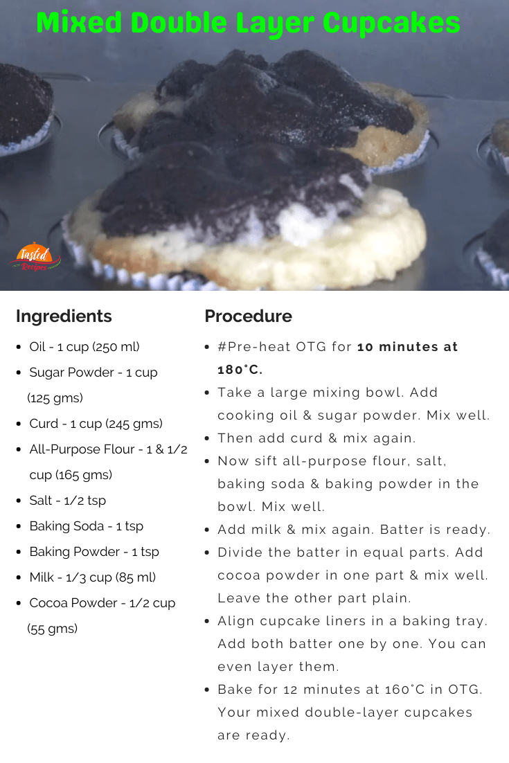 Mixed Double Layer Cupcakes Recipe Card