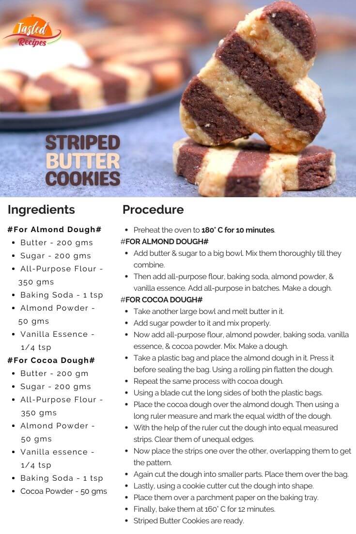 Striped Butter Cookies Recipe Card