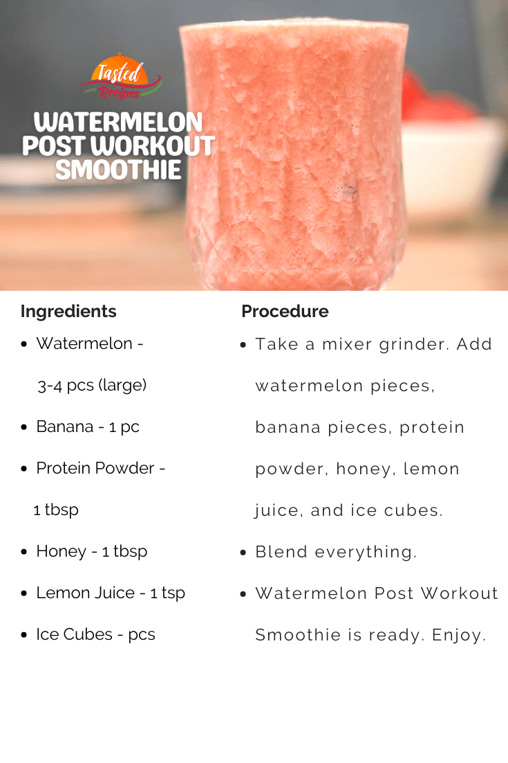 Watermelon Post Workout Smoothie Recipe Card