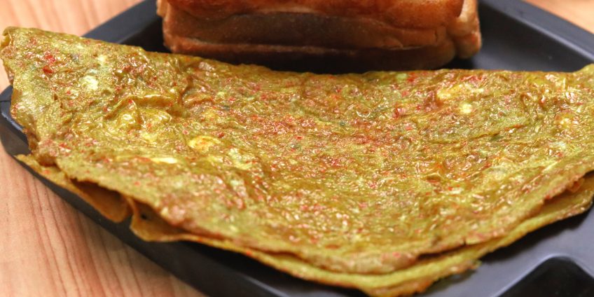 Indian Masala Egg Omellete With Green Chilli Paste