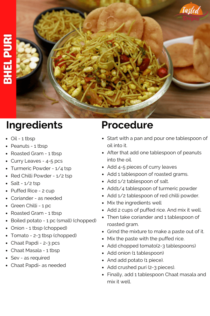 Bhelpuri recipe card